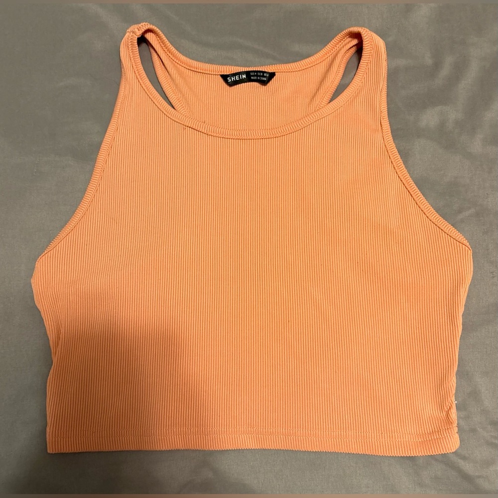 SHEIN Peach Ribbed Crop Top